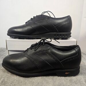 Reebok Golf Mens Black Leather Wingtip Oxford Spiked Golf Shoes RA606WSI 10.5